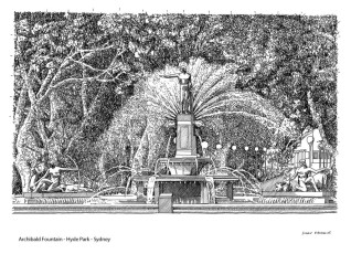 Archibald Fountain - Hyde Park - Sydney Drawing