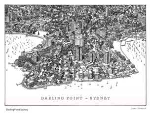Darling Point Sydney Aerial View Drawing