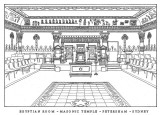 Egyptian Room Masonic Temple Petersham drawing