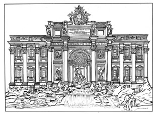 Trevi Fountain Rome drawing