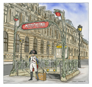 Paris Metro and Napoleon - Louvre Museum Entrance