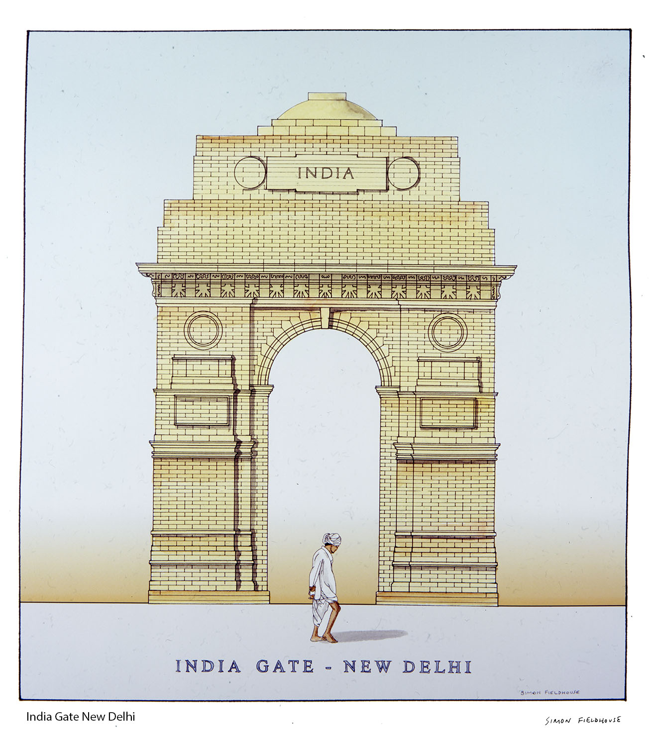 India Gate New Delhi watercolour