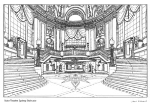 State Theatre Sydney Staircase Drawing